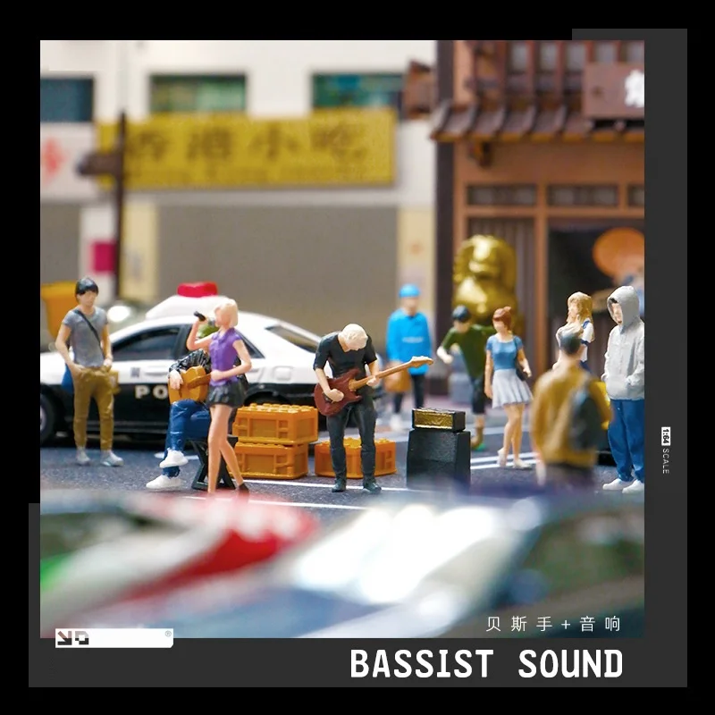 

1: 64 Doll Handmade Street Bassist Sound Band Colored Figure for Diorama
