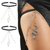1pc bohemian big snake pendants leg chain boho silver color metal beaded chain thigh chain for women body jewelry beach style