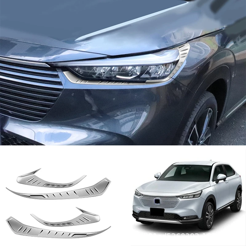 

Car Chrome Front Headlights Eyebrows Eyelids Cover Eyelash Head Light Lamp Stickers For Honda HRV HR-V Vezel 2021 2022