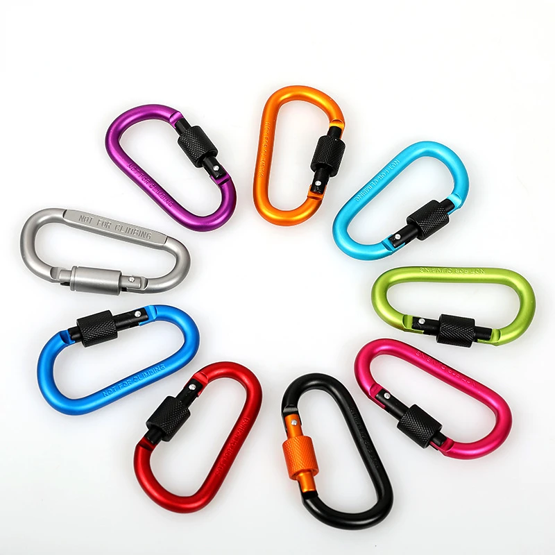 

Aluminum Alloy No. 8 Mountaineering Buckle D Type With Lock Buckle Large Nut Buckle Outdoor Backpack Mountaineering Buckle