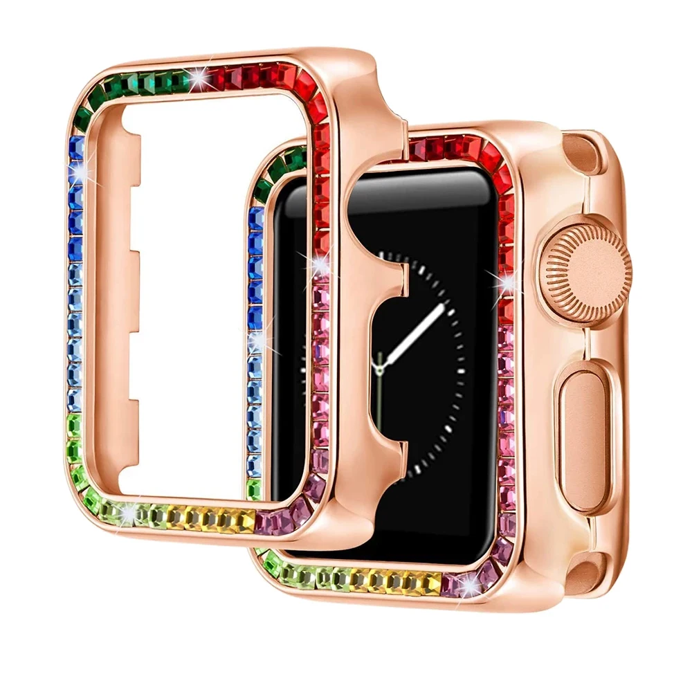 

Защитный чехол для женских ювелирных изделий Apple Watch 6 5 4 40/44 мм, чехол с фианитами и бриллиантами для IWatch Series 6 SE 3 42/38 мм, аксессуары
