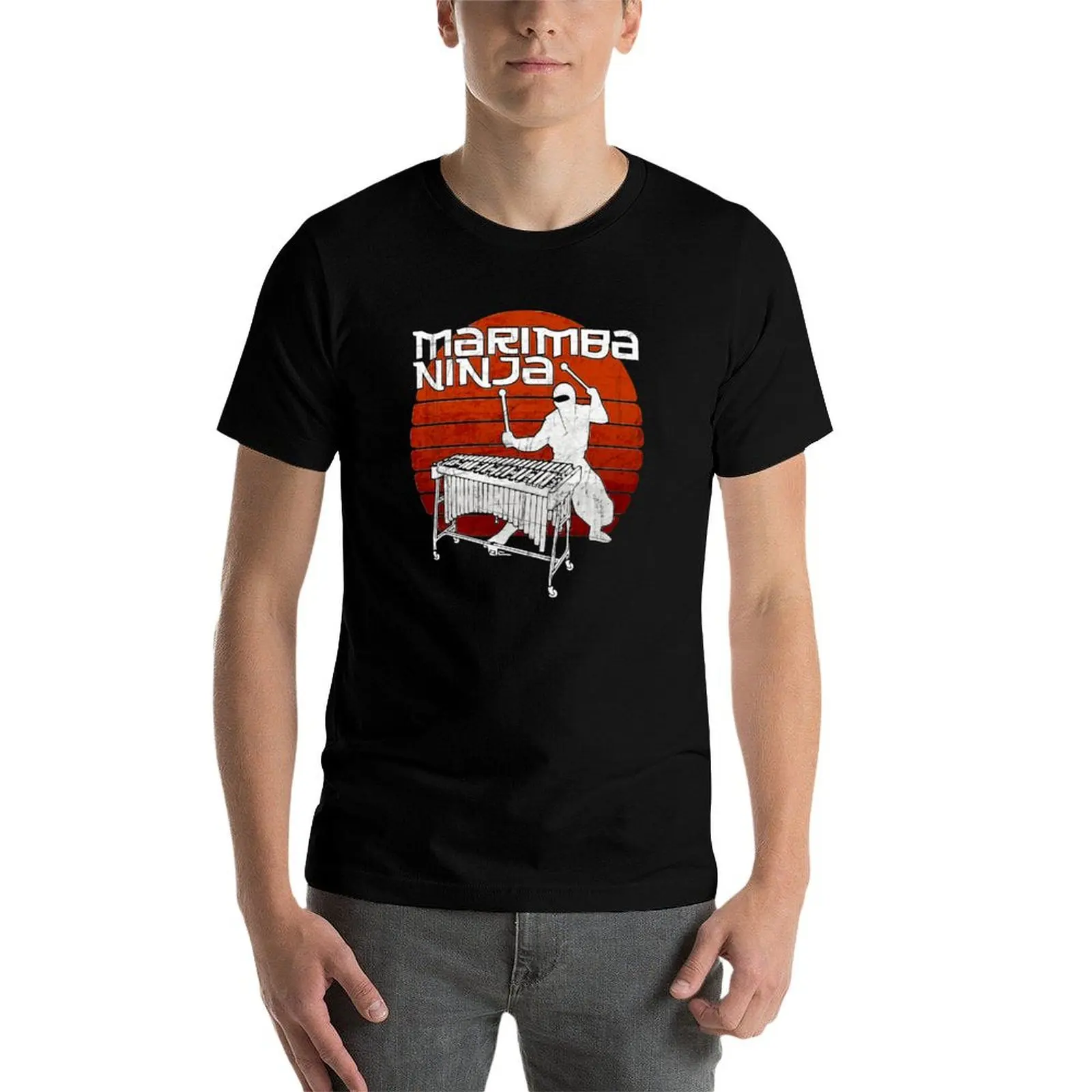 Фото Футболка Marimba Ninja Vintage Funny Percussion Marching Band Gift, футболка больших размеров, не дающая усадку №4