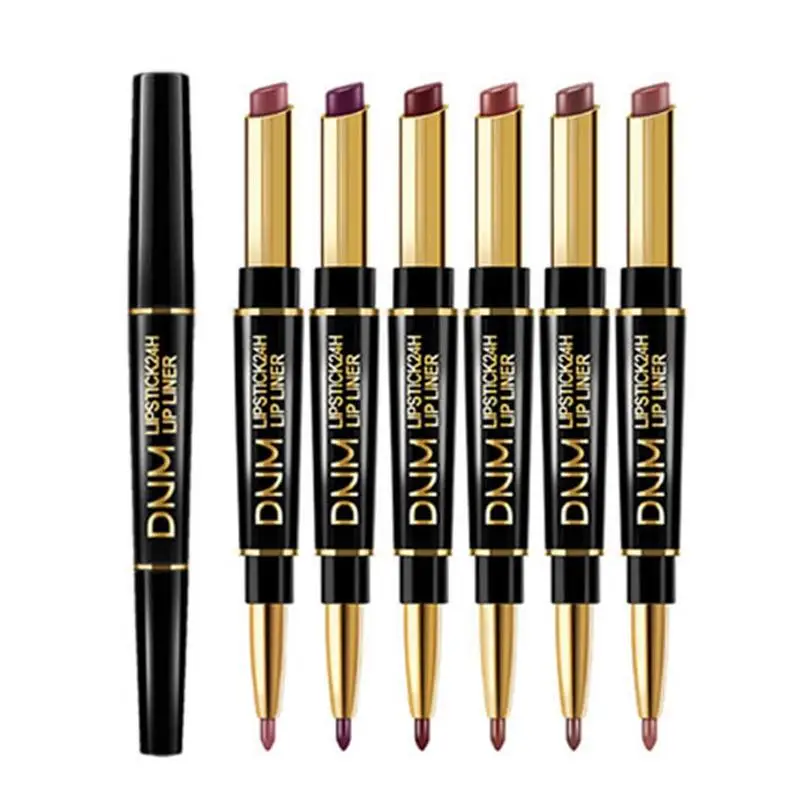 

6 Matte Lipstick With Lip Liner Lipstick Lip Liner Pen Sets For Ladies Lip Liner Matte Lip Pencil Long-Lasting Waterproof Makeup