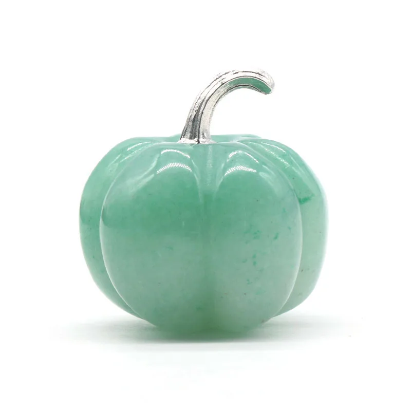 

Green Aventurine Pumpkins Figurines for Home office Party Decoration Handmade Carved 30MM Gemstone Pendant
