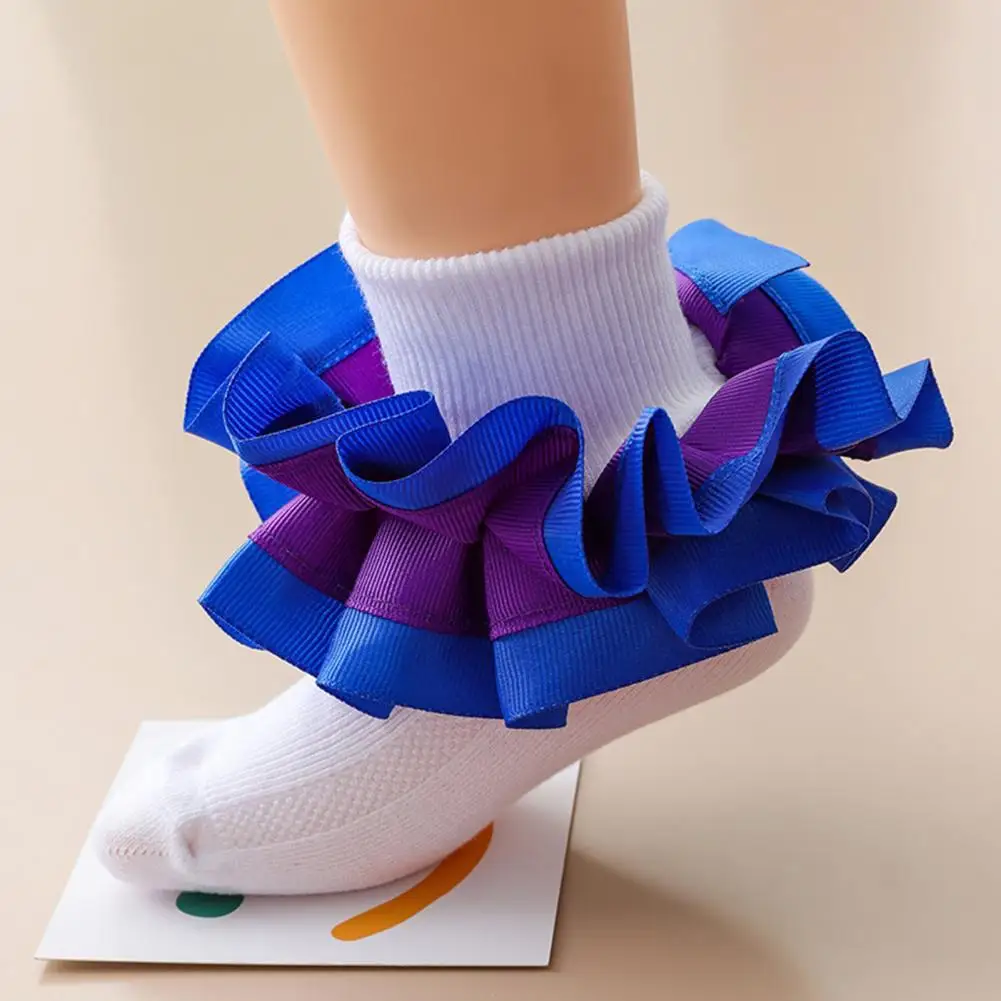 

1 Pair Beautiful Girls Princess-style Slip Socks with Ruffle Kids Short Stockings Cotton Breathable