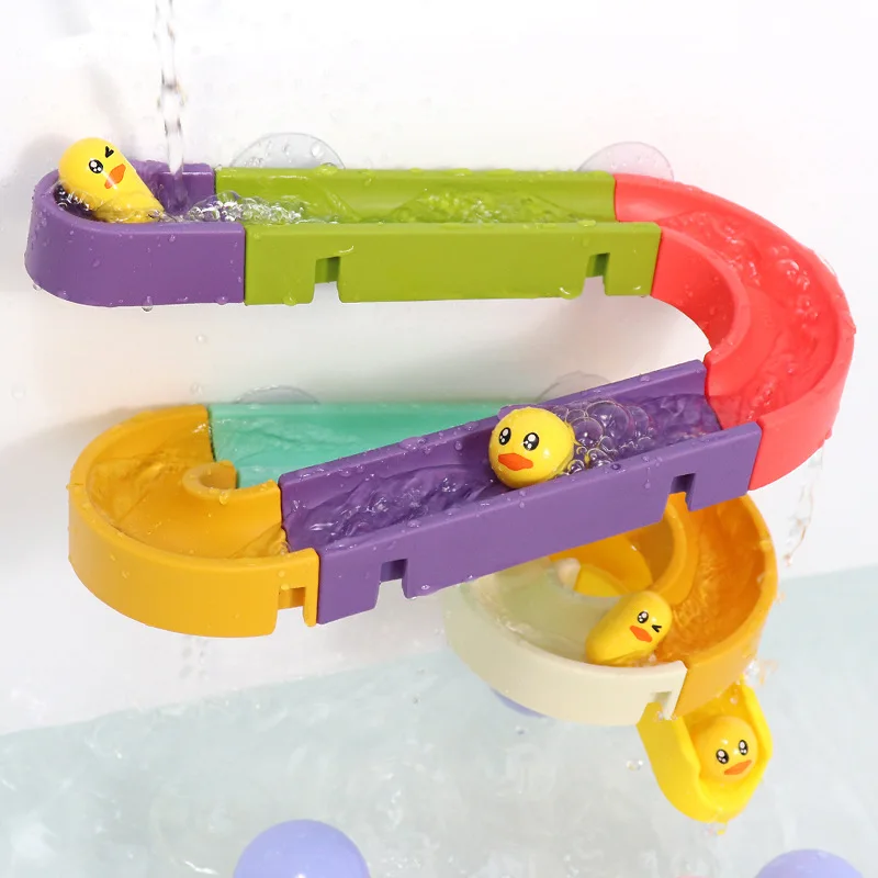 baby bath toys diy marble race run assembling track bathroom bathtub kids play water spray toy set stacking cups for children free global shipping