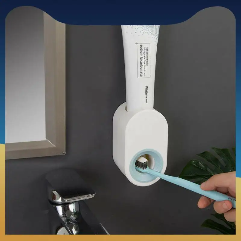 

1PC Automatic Toothpaste Squeezer Wall Mounted Hands Free Toothpaste Dispenser for Family Bathroom Dust-proof Toothbrush Holder