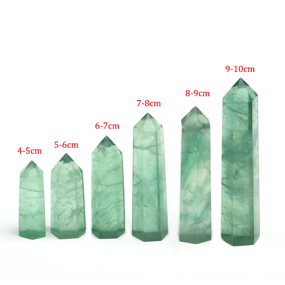 

Mineraali Natural Green Fluorite Tower Crystal Healing Stone Hexagonal Point Quartz Room Decor Reiki Polished Obelisk Carved Gem