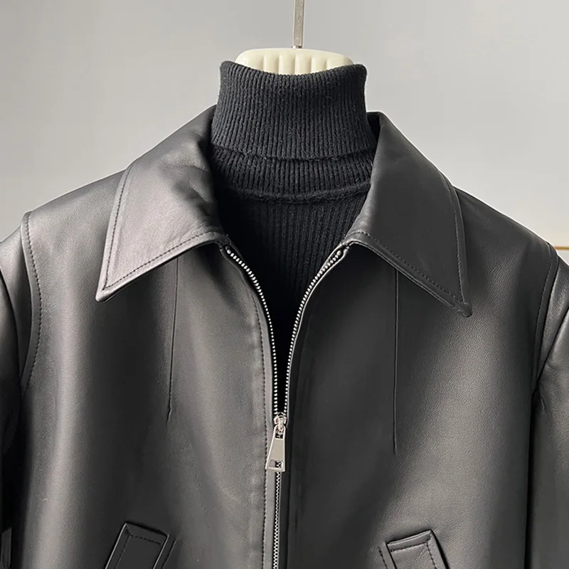 Lady Leather Jackets Solid Vegetable Tanned Genuine Sheepskin Coats Motorcycle Streetwear 2022 New CL4011