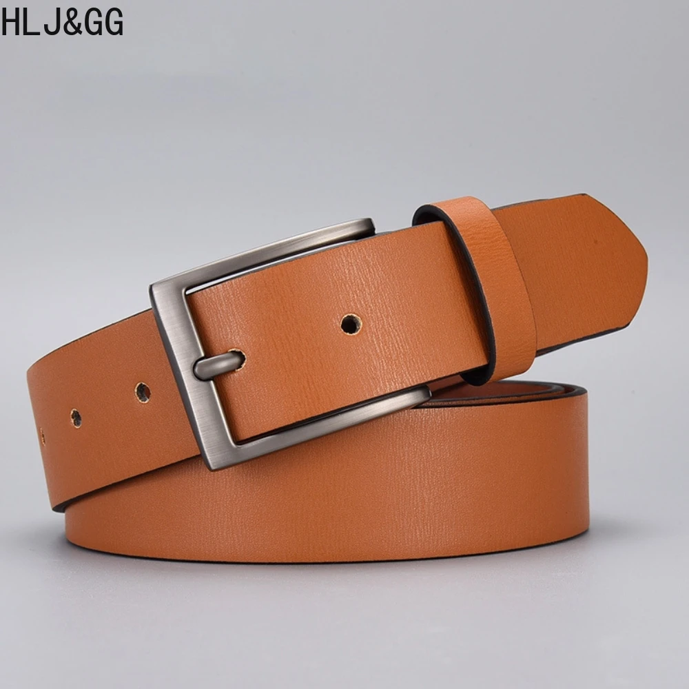 HLJ&GG Fashion Brown Belts for Man Retro Design Pu Leather Pin Buckle Man's Waistband Classic Versatile Homme Jeans Pants Belt