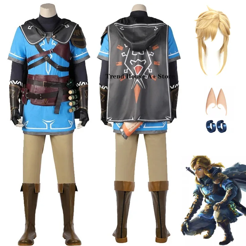 

Game Zelda Tears of The Kingdom Link Cosplay Costume Men Kids Cloak T-Shirts Pants Accessories Halloween Carnival Party Clothes