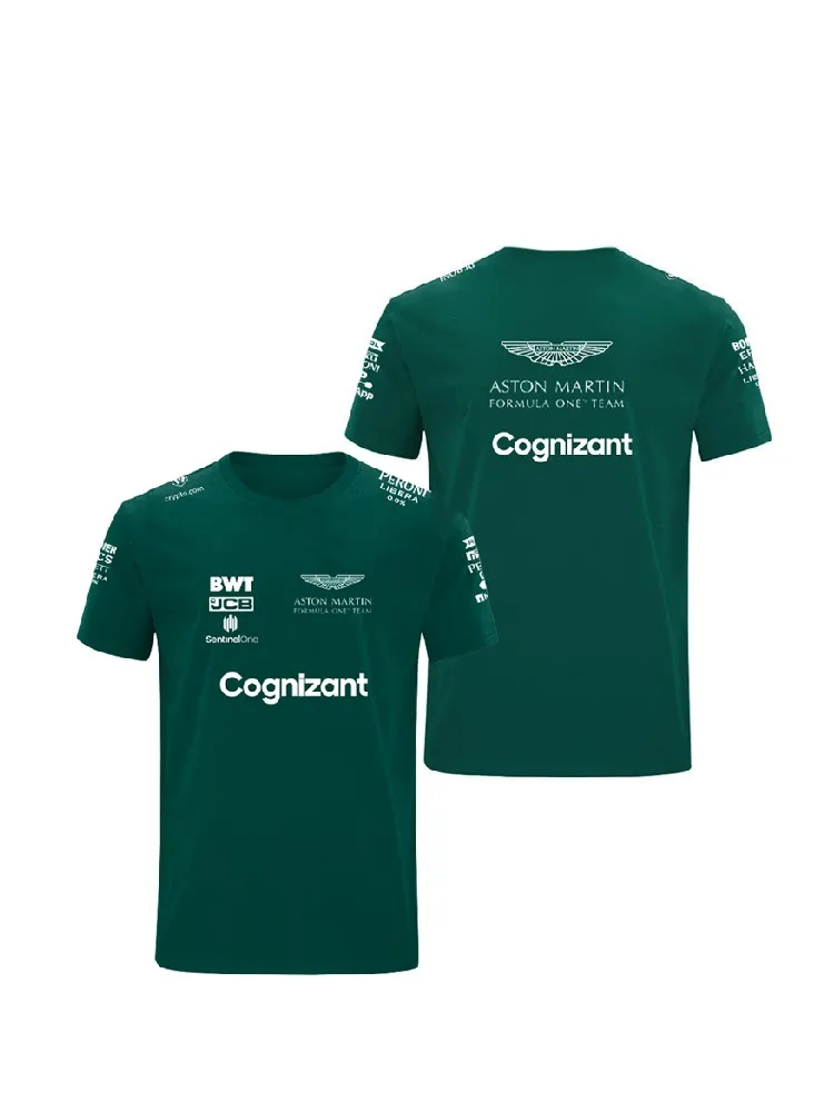 

2023 summer short-sleeved pullover T-shirt Aston Martin F1 Formula One Racing Men's Round Neck Oversized Short-Sleeved Adult Chi