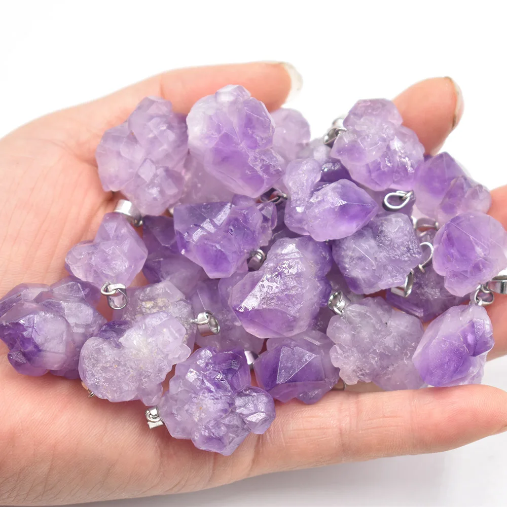 

wholesale 12 24 50pcsNew jewelry hot selling Natural stone amethysts Irregular shape pendants for jewelry making free shipping