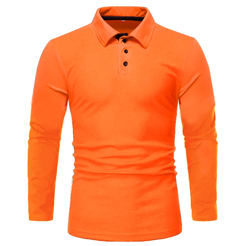 New Men's Spring and Autumn Solid color  Long-sleeved Lapel T-shirt Thin European Size Long-sleeved Polo Shirt images - 6