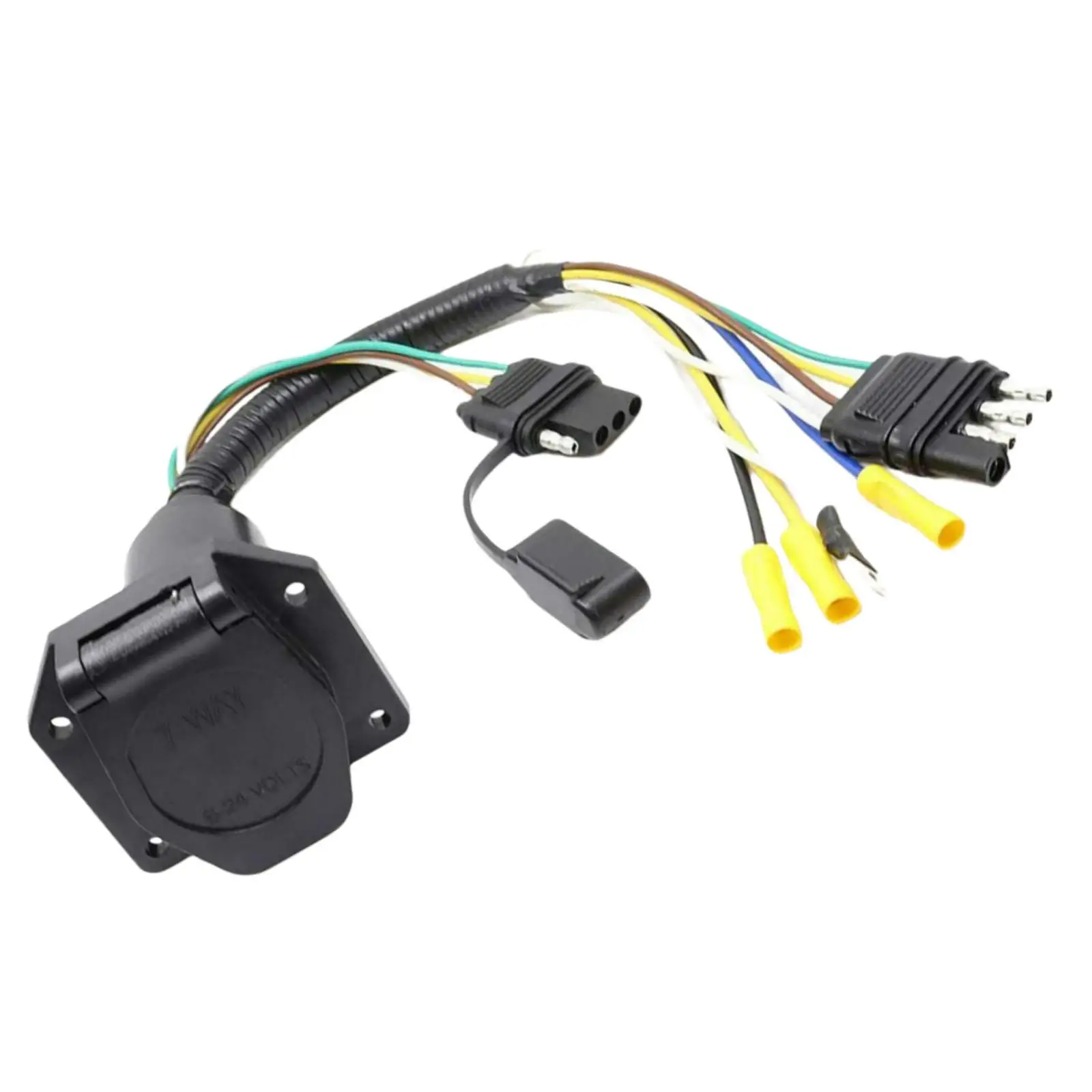 

4-Way Flat to 7-Way Round Blade Trailer Adapter, Fit for Towing Solutions