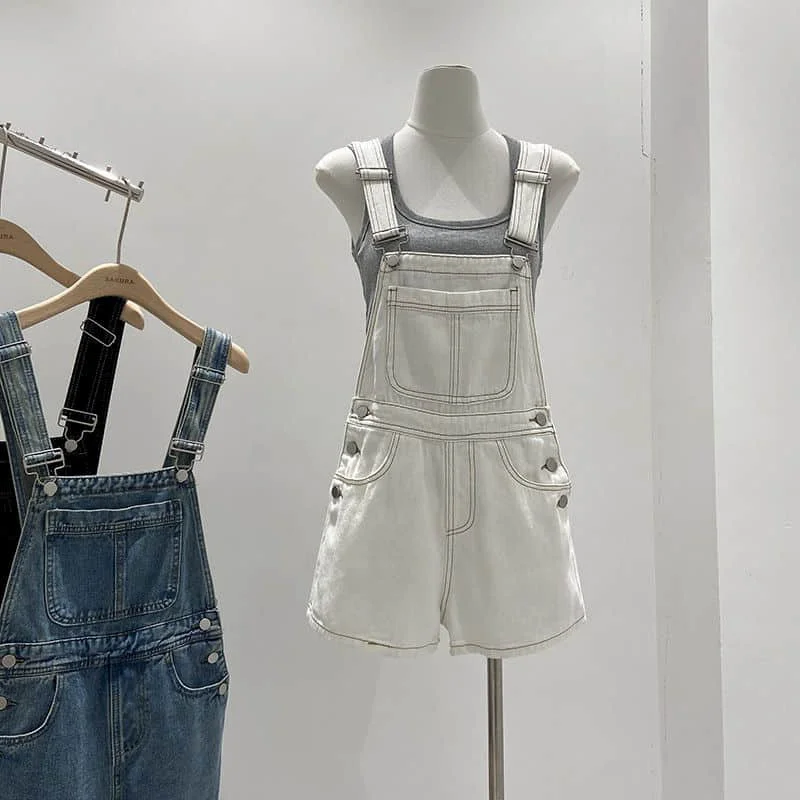 Джинсовые комбинезоны для женщин винтажный Цельный Наряд в Корейском стиле