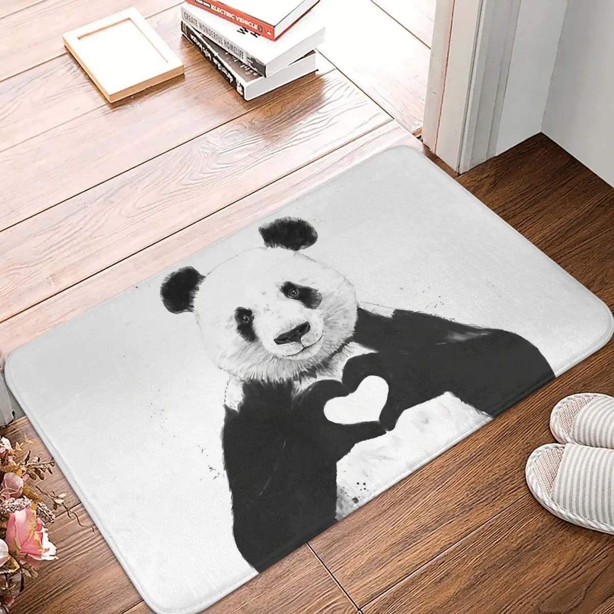 

Non-slip Doormat Kitchen Mat All You Need Is Love Panda Hallway Carpet Welcome Rug Bedroom Decorative