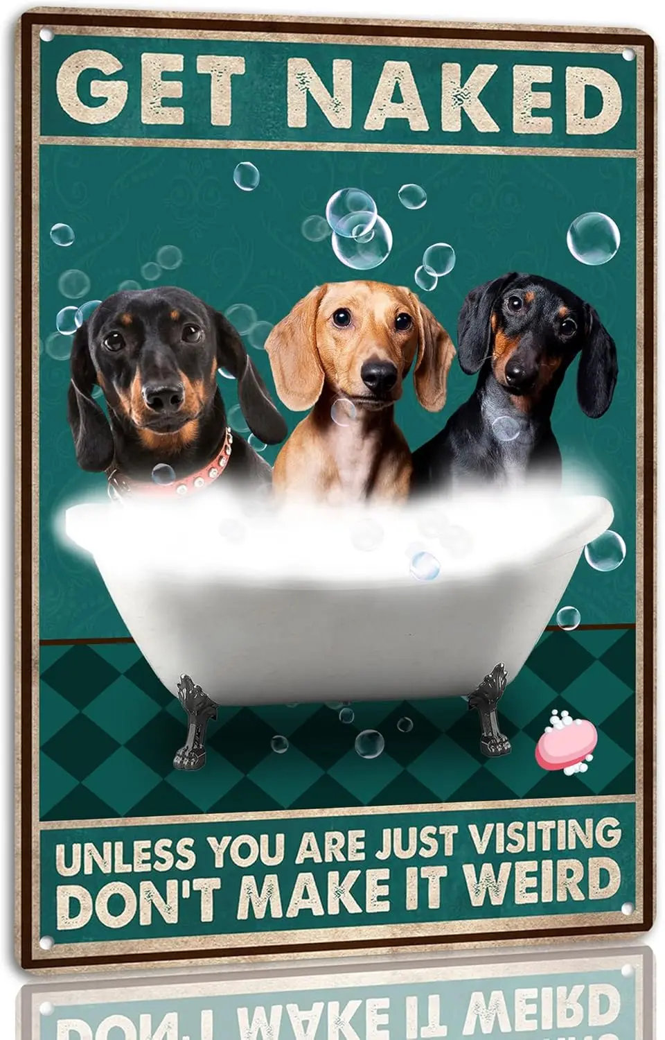 Таксы Декор для ванной комнаты Забавная цитата Металлический Tn Sgn Настенный