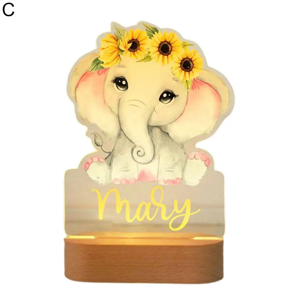 

Non-Glaring Practical Enhance Atmosphere Elephant Lion Printing Desktop LED Bedside Lamp Desktop Ornament for Household
