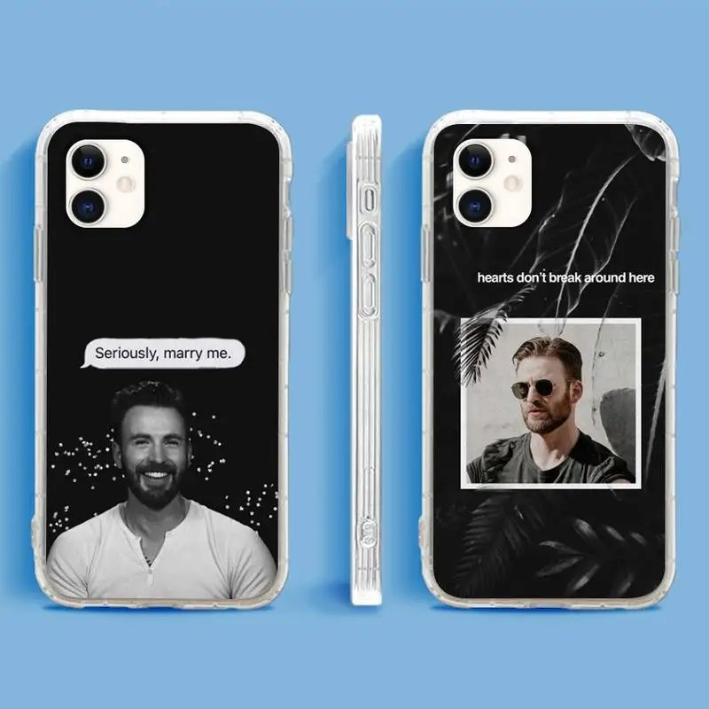 

Chris Evans Phone Case For iPhone 13 12 11Pro Max 11 XR XS Max X Mini 8 7 6 SE 2020 Soft Transparent Cover