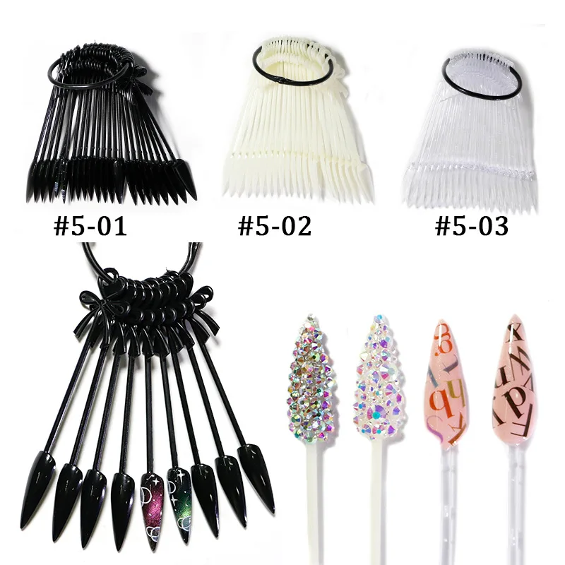 

Flower Bow 24 Pcs/set False Nail Tips Fan Nature Clear Black Finger Full Card Nail Art Display Practice Polish All for Manicure