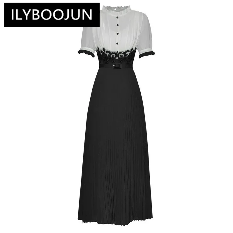 Летнее женское платье ILYBOOJUN высокого качества шифоновые туники с вышивкой и