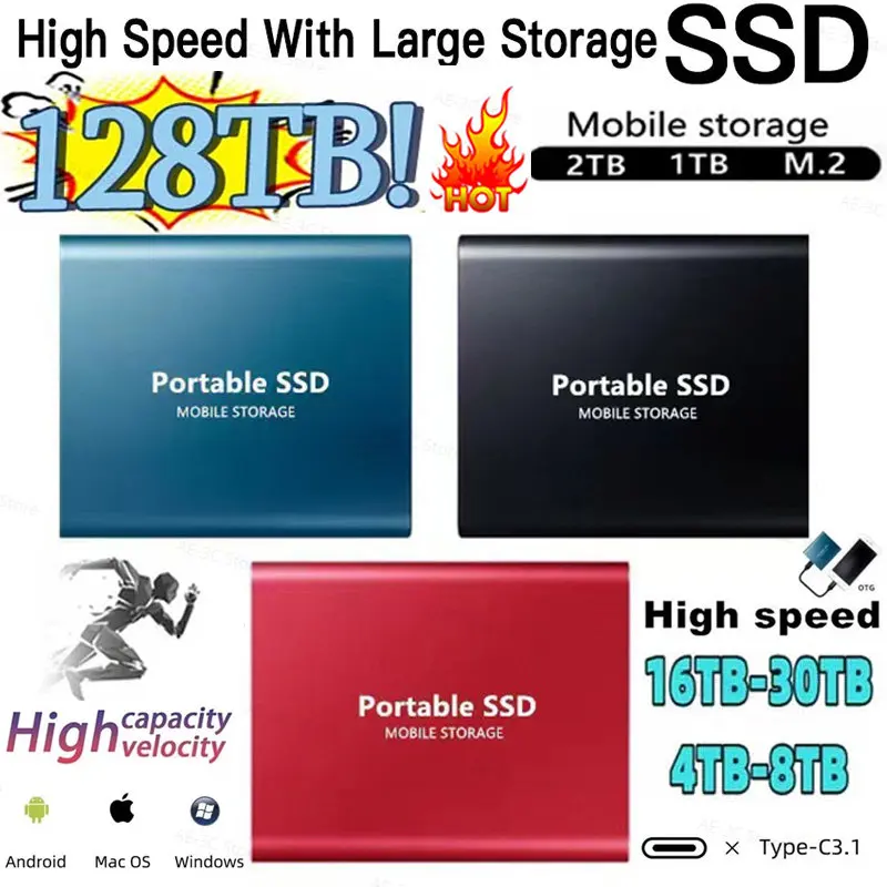 

High-Speed Mobile External Hard Disk For Laptop Desktop Computer Interface USB3.1/Type-C Memory 4TB 6TB 8TB 12TB 16TB 26TB 30TB