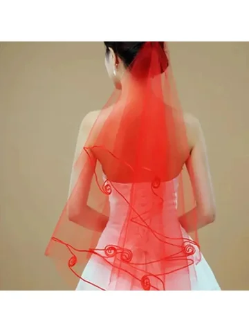 LOVEYING Красная/Белая Кружевная Краткая Фата