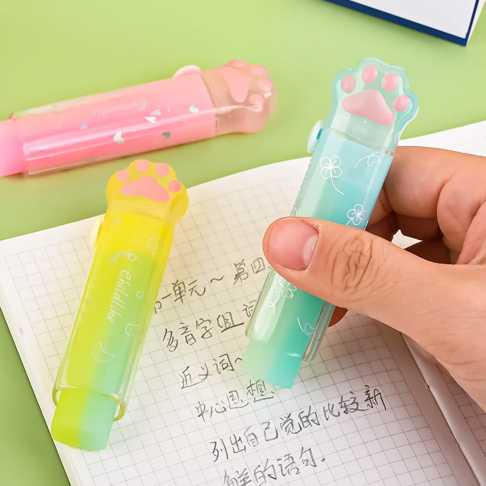 

Cute Cat Paw Children Pencil Eraser for KidsCute Push-pull Pen Shape Rubber Eraser Korean Stationery Children School Supplies
