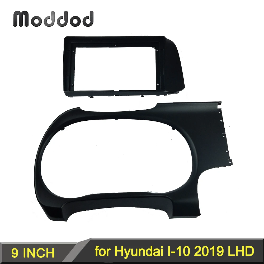 Double 2 Din Radio Frame for HYUNDAI I-10 2019 Stereo DVD Player Install Surround Trim Panel Kit Face Plate Audio Fascia Bezel