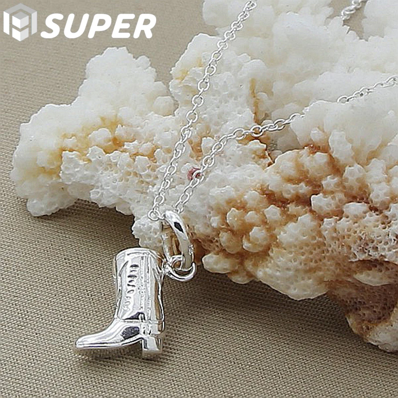 Ожерелье с подвеской в виде ботинок и змеиной цепочки 16-30 дюймов из стерлингового