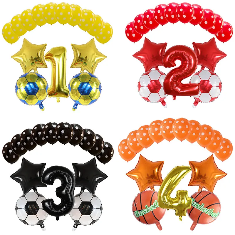 

15Pcs 18Inch Soccer Basketball Balloons 30 Inch Number for World Football Theme Helium Globos Boy Birthday Party Decor KidsToys