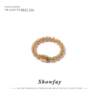 showfay simple fashion all match ring for women ins style titanium steel ring jewelry high color retention vacuum plating gold