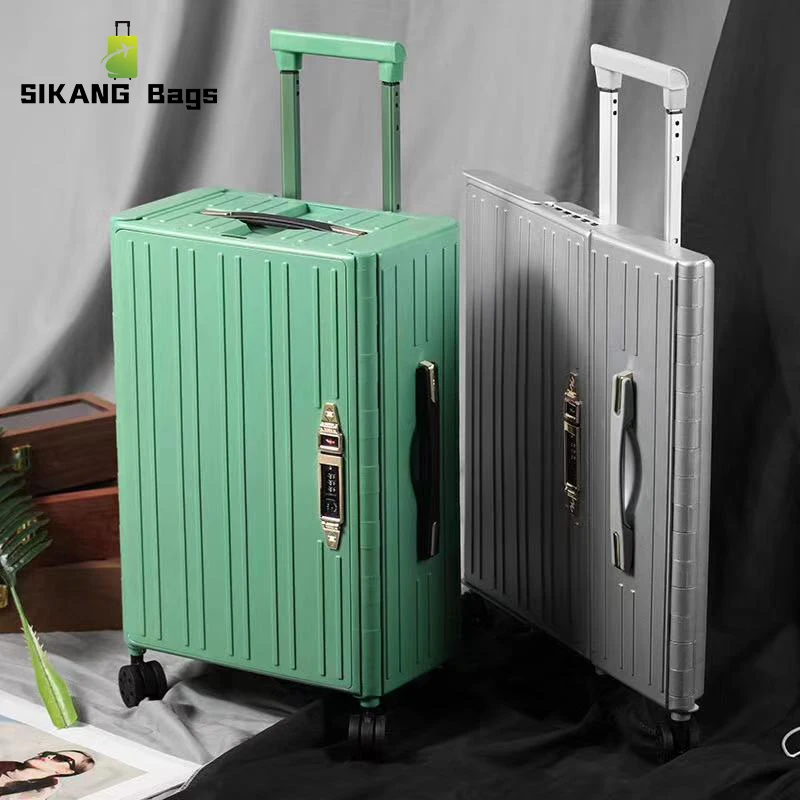 

Woman New Foldable Suitcases PC Aluminum Frame Travel Suitcases Men Carry-Ons Trolley Suitcase 20 Inch Cabin Luggage Suitcase