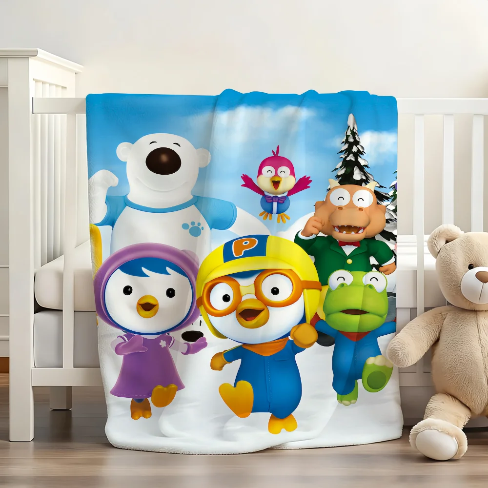 Фото Одеяло с рисунком P-Pororo the L-Little P-Penguin, мягкое и приятное для кожи, для дивана, кровати, покрывало для сна, всесезонное одеяло №2