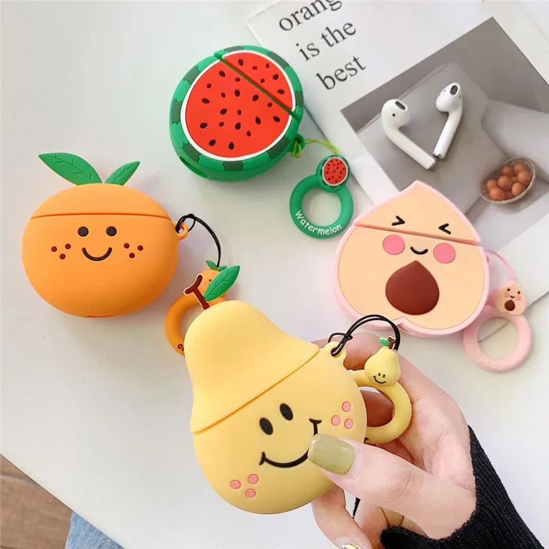 

3D Fruit Watermelon Sydney Oranges Cartoon Cute Cases For Apple Airpods 1 2 Air pods Wireless bluetooth Headphone Cover Case