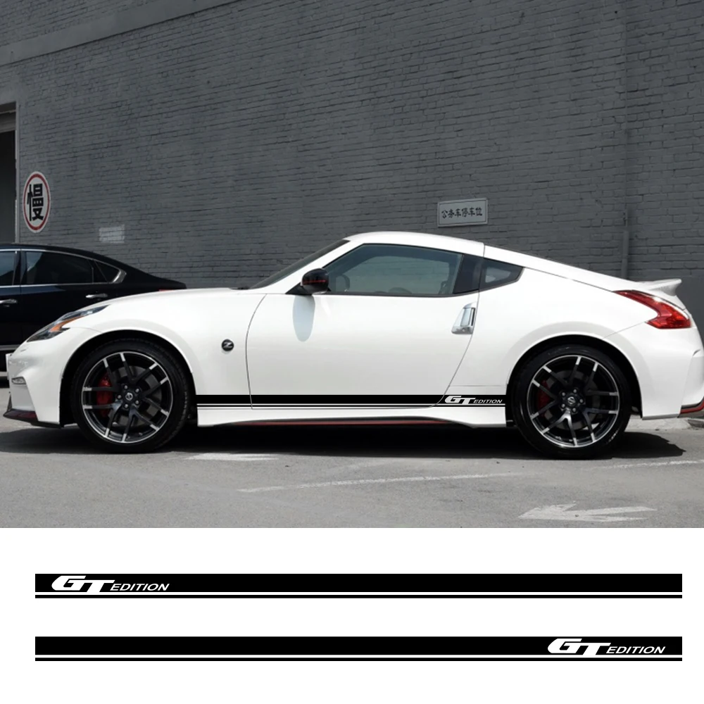

For Nissan 370Z GT EDITION Stripes Decal Free shipping 2pcs Car Door Sticker Exterior Waterproof Decals Tuning Car Accessories
