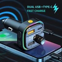 dual usb type c bluetooth car mp3 player charger car fm transmitter hands free car charging fast charging