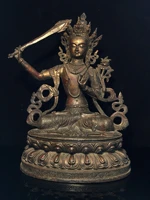 13 tibetan temple collection old bronze cinnabar mud gold manjushri goddess of mercy lotus platform worship buddha town house