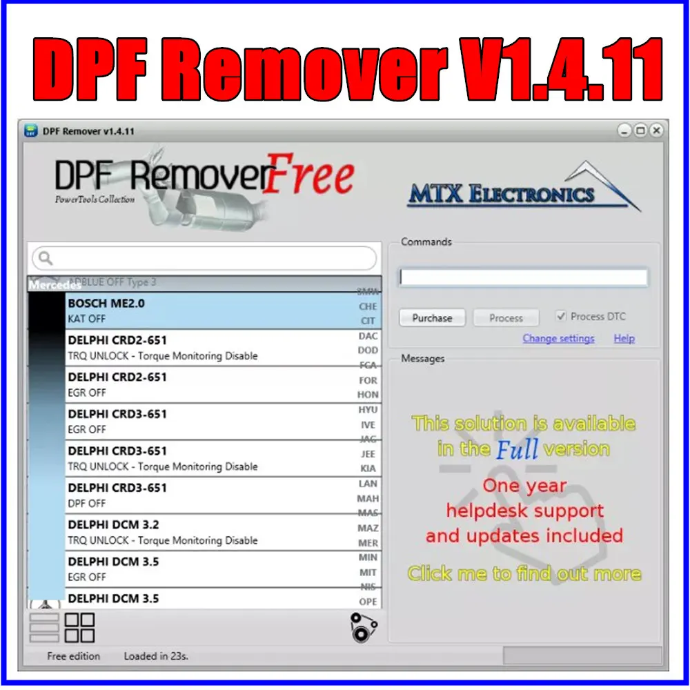 

Newest DPF REMOVER V1.4.11 DPF OFF EGR OFF LAMBDA HOTSTART FLAP O2 DTC 2 SOFTWARE FULL Send by USB Disk