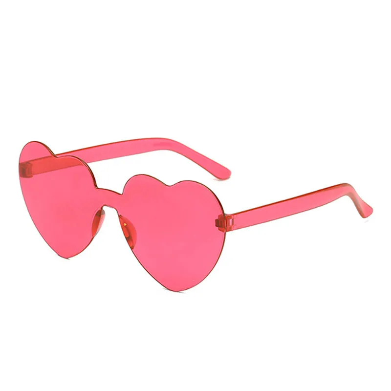 

Sunglasses Women Candy Color Heart-shaped Frameless Dazzling Transparent Polarized Lens Trend Personality Sun Glasses Vintage