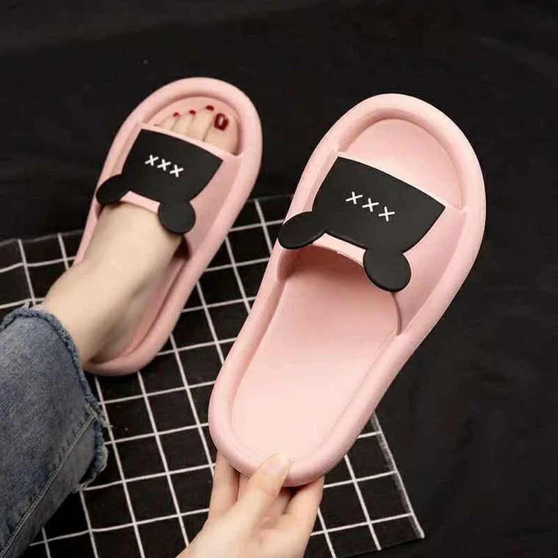 Women's Sandals Comfortable Slides House Cute Slippers Woman Summer New 2023 Slipper Fashion Teddy Bear Flat Home Smiley Face