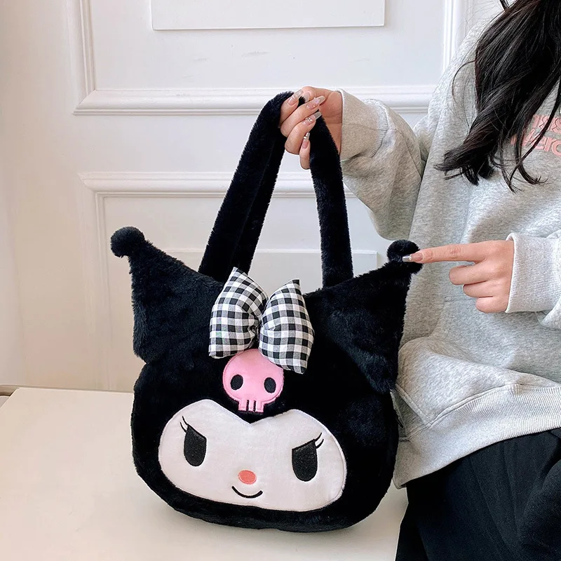 

Sanrio аниме периферийный Kuromi MyMelody Cinnamoroll Симпатичная плюшевая сумка через плечо большая емкость Сумочка подарок для девушки