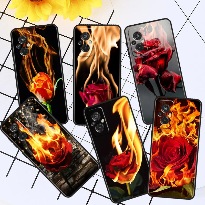 

Beautiful Red Roses Phone Case For Xiaomi Redmi K60E K60 K50G K50 K40S K40 K20 S2 6A 6 5A 5 Pro Ultra Black Soft Cover