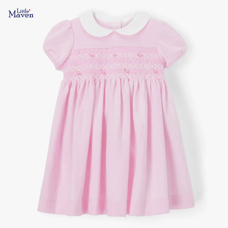Little maven-vestido de algodón para niña y niño, ropa bonita y elegante de Color sólido, para año nuevo, verano, 2022