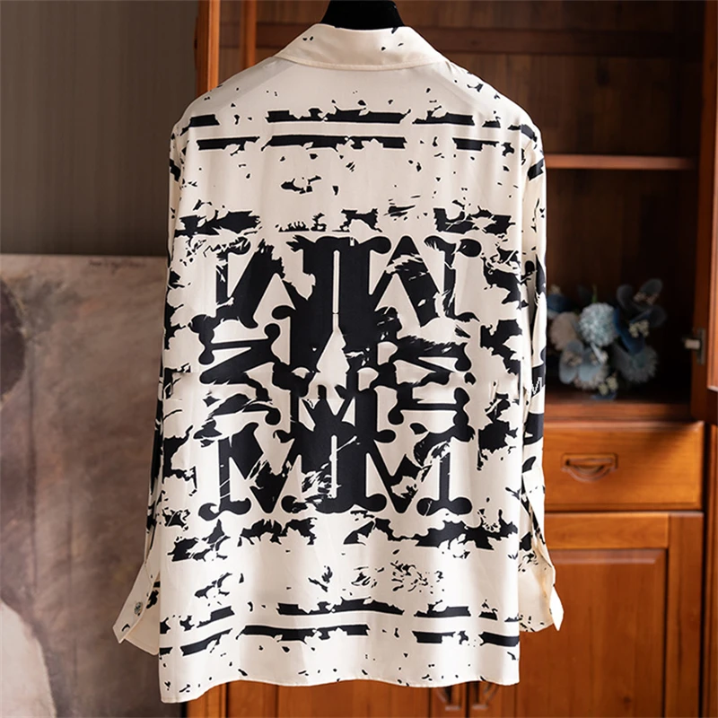 Фото Роскошная дизайнерская женская рубашка FANIECES, повседневные топы, осенняя модная винтажная женская рубашка с длинным рукавом и принтом, элегантные офисные женские блузки №2