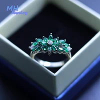 mh real s925 sterling silver create diopside gemstone ring for woman engaged wedding party girls luxury mom ring fine jewelry