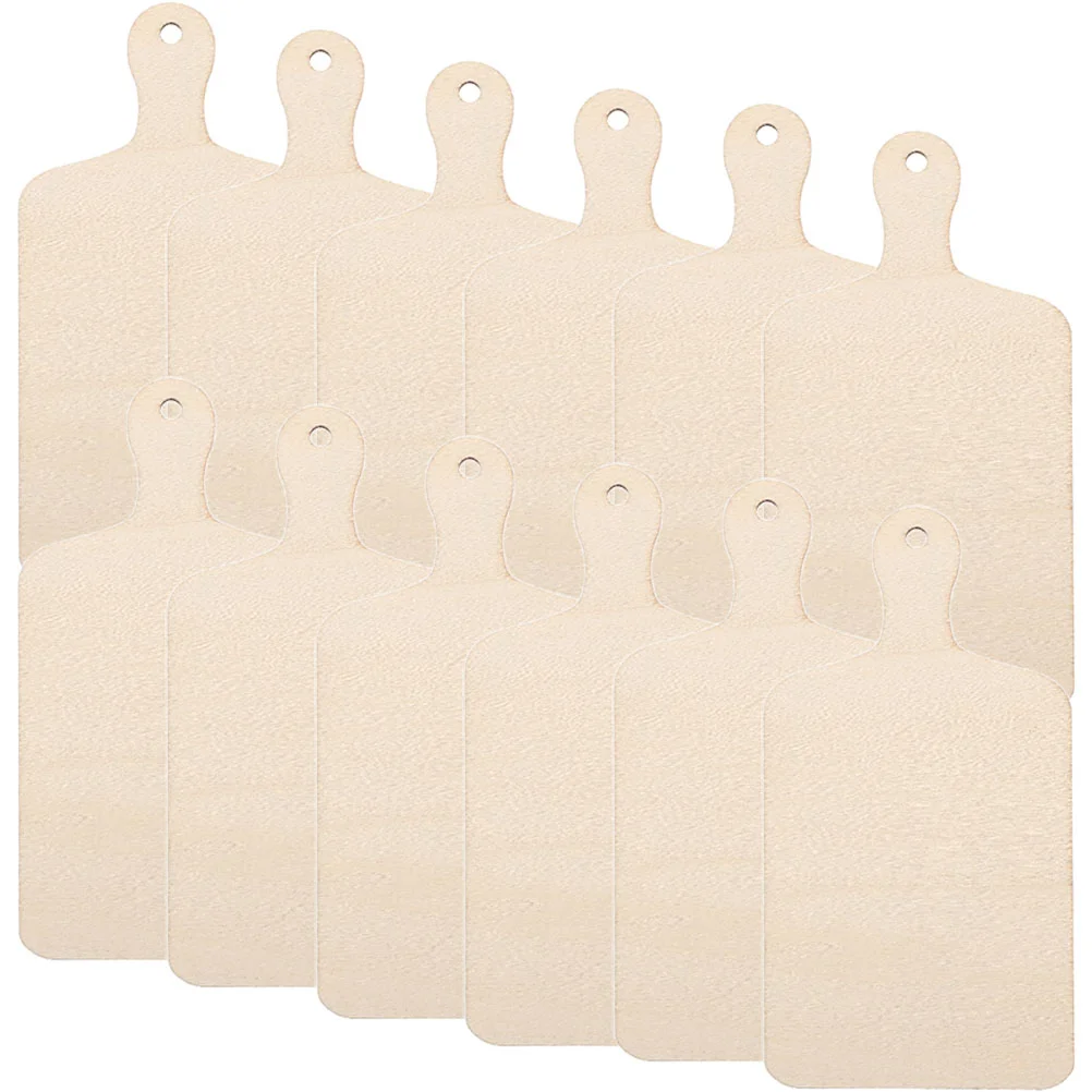 

12 Pcs Miniature Graffiti Chopping Board Wood Piece Child Rustic Decor Wooden Cheese Handle Household Craft
