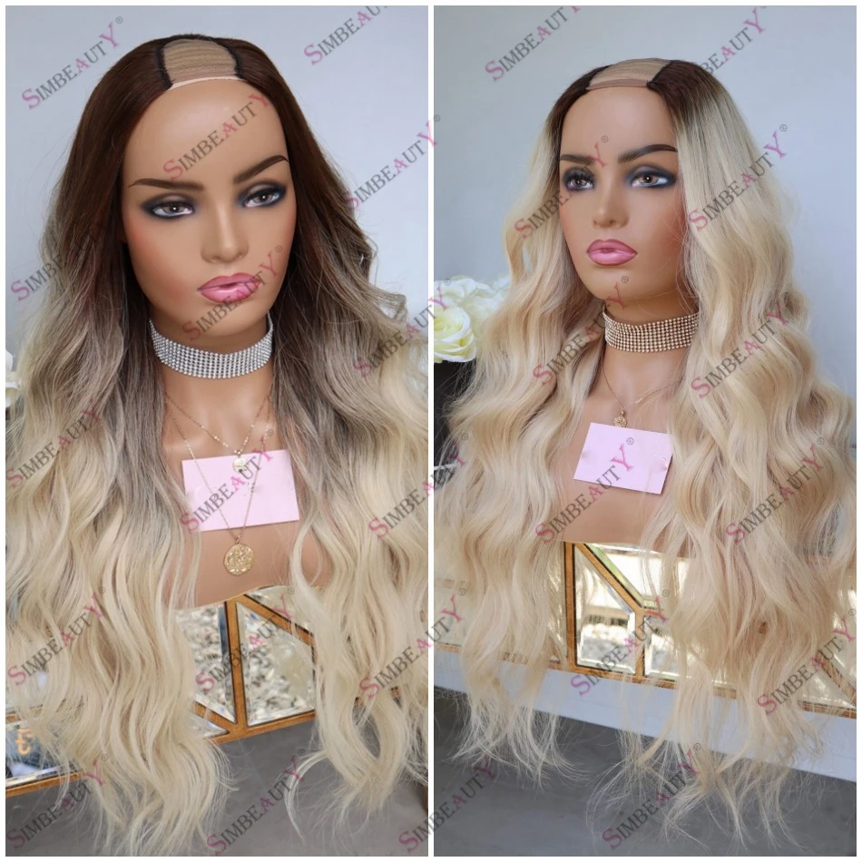 

Парик для женщин, Платиновый, светлый, с U-образным вырезом, 1x4 размера