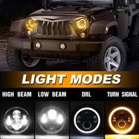 okeen 7 inch led headlights 60w high low beam led h4 angel eye drl amber turn signal for jeep wrangler jk tj land rover harley